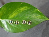 Wire Circle Stud Earrings with Matte Purple Beads - Extra Tiny by Brianna Kenyon