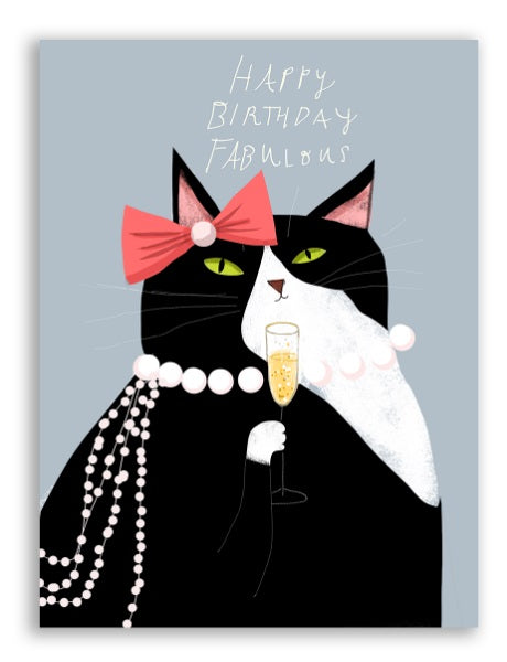 Birthday Fabulous Cat Greeting Card by Jamie Shelman