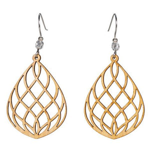 Small Faceted Lasercut Wood Earrings by Woodcutts