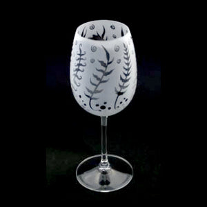 Ferns Etched Wine Glass by Leandra Drumm Designs