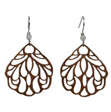 Small Filigree Leaves Lasercut Wood Earrings by Woodcutts