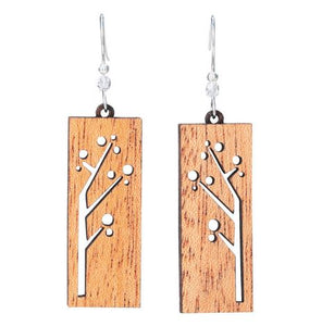 Medium Floral Branches Lasercut Wood Earrings by Woodcutts