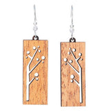 Medium Floral Branches Lasercut Wood Earrings by Woodcutts