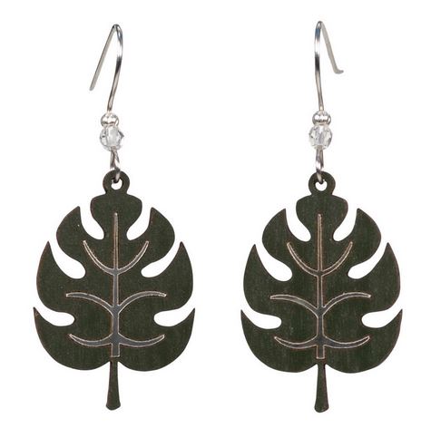 Blooms Leaf Lasercut Wood Earrings by Woodcutts