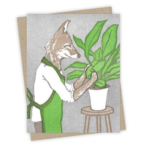 Green Thumb Coyote Card by Burdock & Bramble