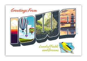 Greetings from Iowa Postcard by Bozz Prints
