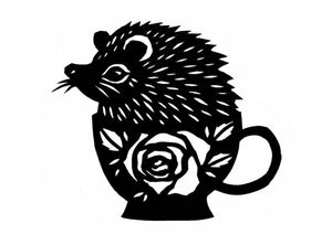 Hedgie In A Teacup Print by Angie Pickman