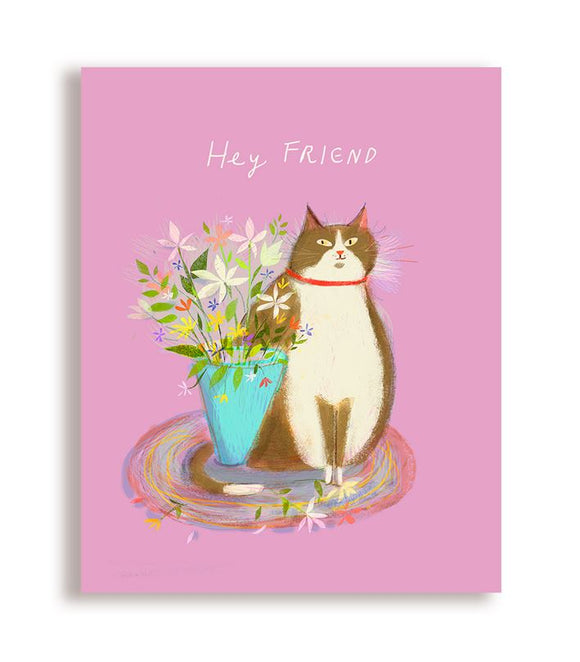 Hey Friend Cat Greeting Card by Jamie Shelman