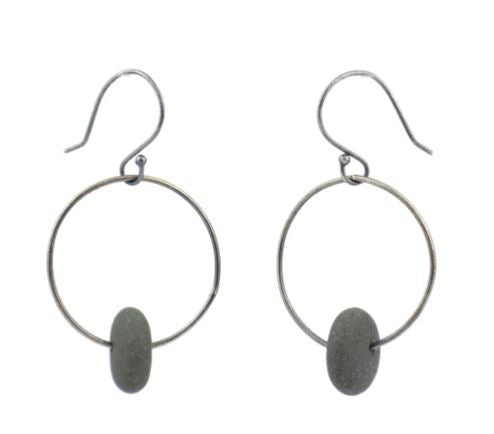 Hoop with Rock Bead Earrings by Jennifer Nunnelee