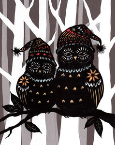 Hooting Hatters Print by Angie Pickman