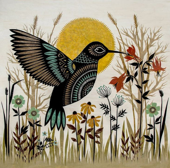 Humming In The Garden Print by Angie Pickman