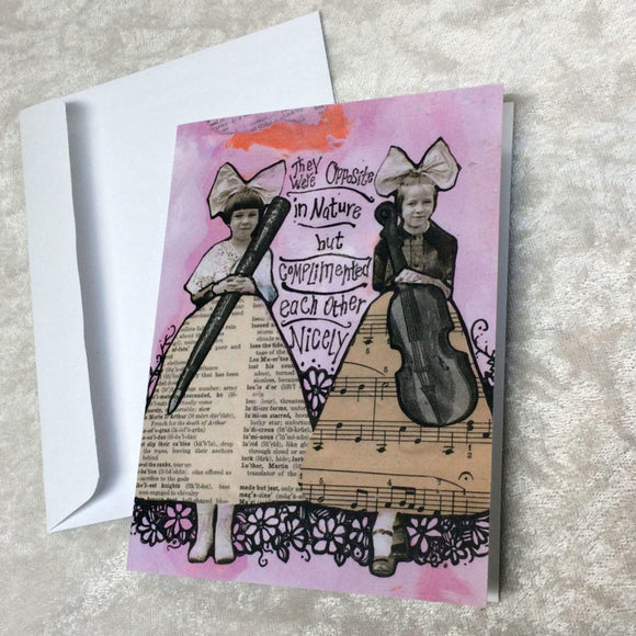 Opposite Girls Greeting Card by Lori Biwer-Stewart