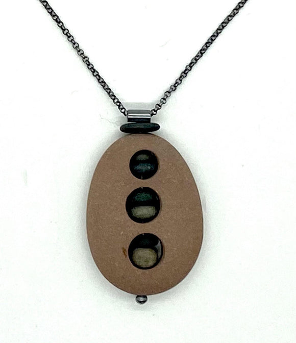 Triple Embedded Rock Necklace by Jennifer Nunnelee