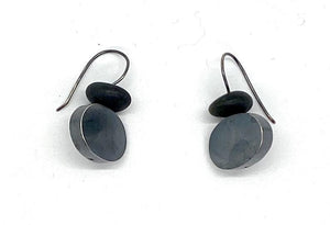 Hollowform and Stone Earrings by Jennifer Nunnelee