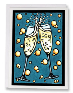 Champagne Greeting Card by Sarah Angst