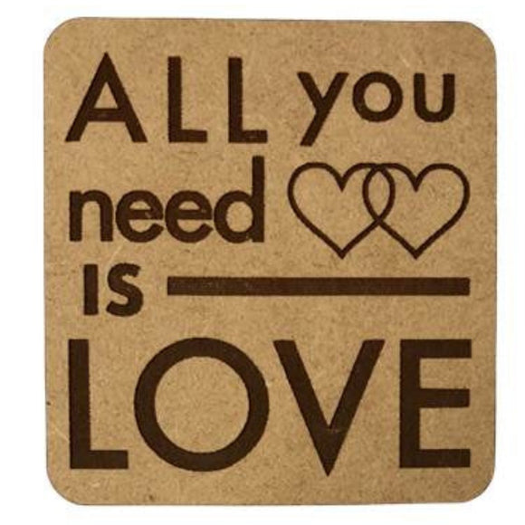 All You Need Is Love Wooden Magnet by High Strung Studio