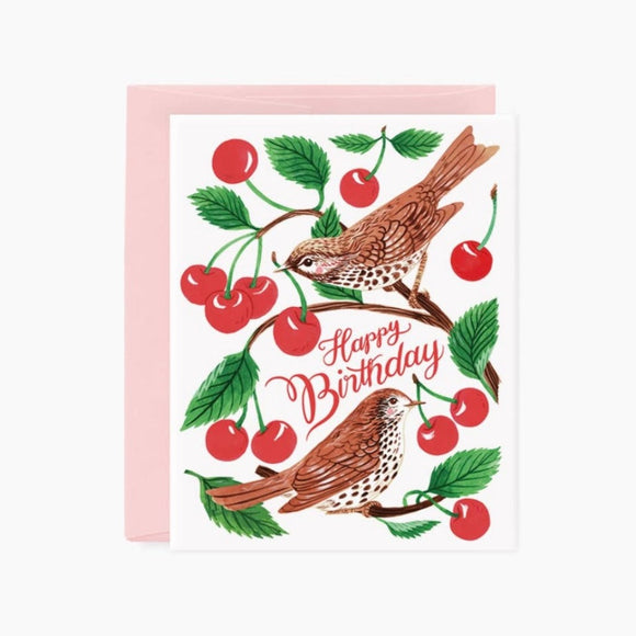 Cherry Thieves Birthday Greeting Card by Oana Befort