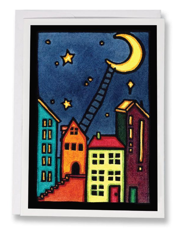 Climb to the Moon Greeting Card by Sarah Angst