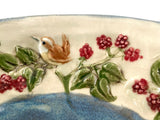 Wrens and Raspberries Bowl by Jen Stein