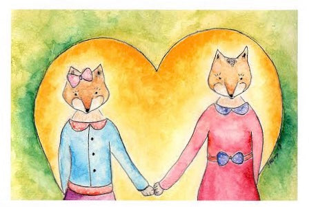 Fox Sisters Blank Greeting Card by Stormy Mochal
