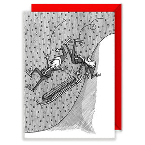 Runaway Sled Greeting Card by Keith Huie