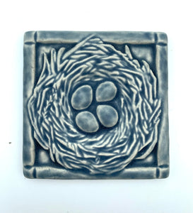 Bluebird Nest 4" x 4" Tile by Whistling Frog