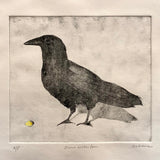 Crow With Corn Hand-Painted Etching by Cary Cochrane