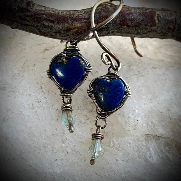 Lapis Lazuli Heart Earrings by Karen Gilbert