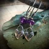 Amethyst Heart Earrings by Karen Gilbert