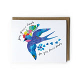 Blue Swallow Sympathy Greeting Card by Honeyberry Studios