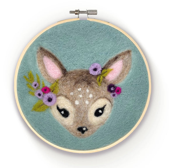 Floral Fawn in a Hoop Needle Felting Craft Kit by The Crafty Kit Company