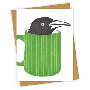 Caffeinated Grackle Card by Burdock & Bramble