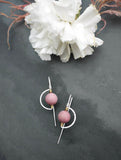 Half Moon Sphere Earrings with Pink Rhodonite by Brianna Kenyon