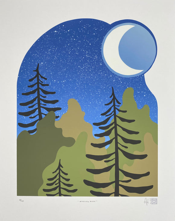 Waning Moon Silkscreen Print by Allison and Jonathan Metzger