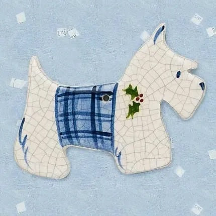 Scottie Ceramic Ornament by Mary DeCaprio