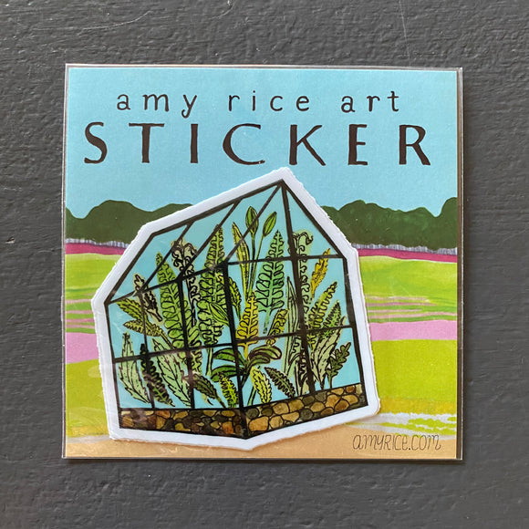 Amy Rice American Express Greenhouse Sticker by Amy Rice – Outside the Lines Art Gallery