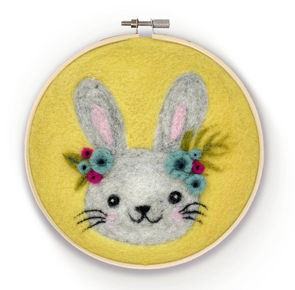 Floral Bunny in a Hoop Needle Felting Craft Kit by The Crafty Kit Company