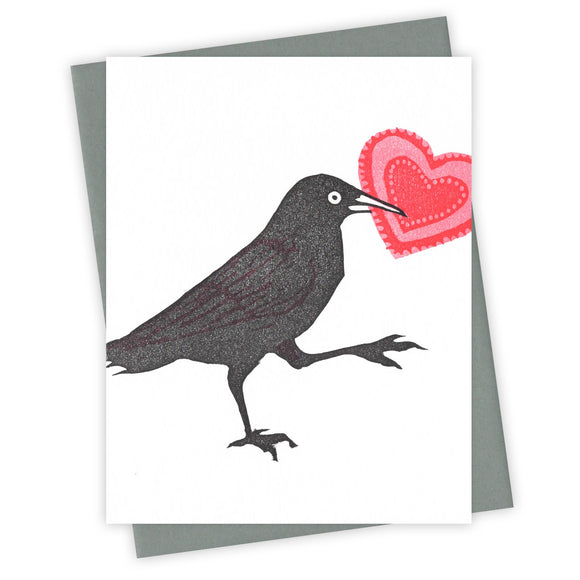 Homemade Valentine Grackle Card by Burdock & Bramble