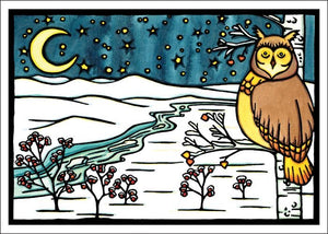 Winter Owl Greeting Card by Sarah Angst