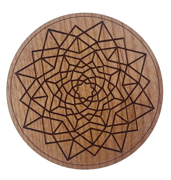 Sacred Geo III Wood Coaster by Woodcutts