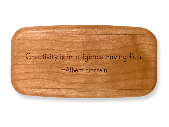 Albert Einstein Creativity Quote 4” Medium Wide Secret Box by Heartwood Creations