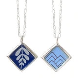 Mountains and Leaf Reversible Enamel Necklace by Mark Poulin