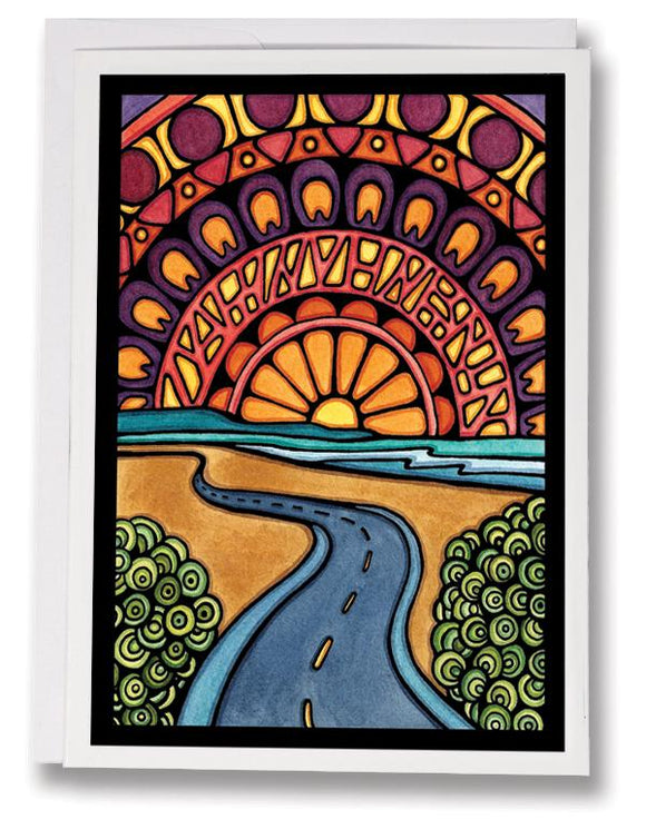 Sunset Road Greeting Card by Sarah Angst