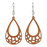 Medium Teardrop Hoop Lasercut Wood Earrings by Woodcutts