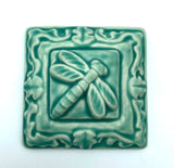 Dragonfly Floral 4" x 4" Tile by Whistling Frog