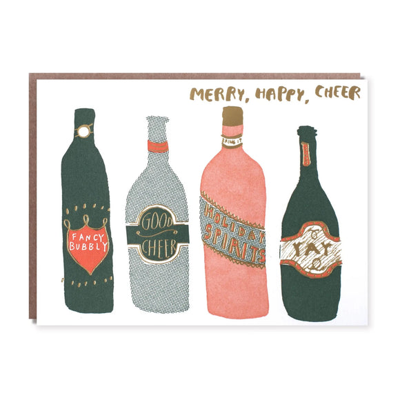 Merry, Happy, Cheer Greeting Card by Egg Press Manufacturing