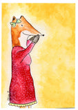 Mrs. Fox Blank Greeting Card by Stormy Mochal