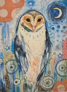 Owl Magic Greeting Card by Liza Paizis