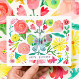 Butterfly Flower Birthday Greeting Card by Honeyberry Studios