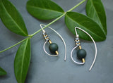 Sculptural Wire and Stone Earrings with Snow Obsidian by Brianna Kenyon